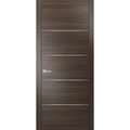 Sartodoors Pre-hung Modern 28x80 Metal Inserts Planum 0020 Chocolate Ash Frame Trims Lever Satin Nickel  Core PLANUM20ID-SHOYA-28